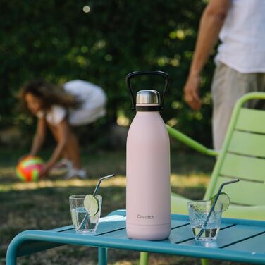 1.5L Stainless Steel & Titanium Insulated Water Bottle - 48h Cold & 16h Hot - Leakproof, BPA-Free, with Handle - Perfect for Camping, Picnics & Family (1500ml, Pastel Pink)