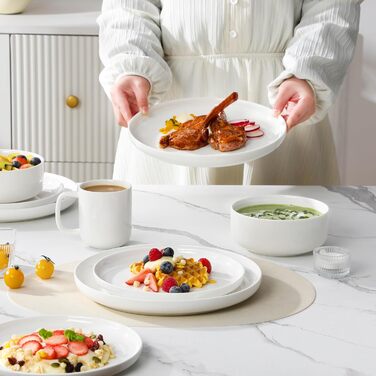 Набір кавових чашок MALACASA LUNA, 6 шт., 300 мл, порцеляна. Чашки для кави, чаю, соку, лате, капучино, какао. Можна мити в посудомийній машині та використовувати в мікрохвильовці. Білий колір.