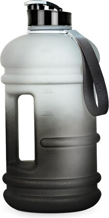 TOOFEEL Water Bottle 2L - 2 Liter Water Bottle BPA Free, Large Bottle, Reusable Sport Water Bottle with Measurements Marked, Gym Water Bottle - Black and White