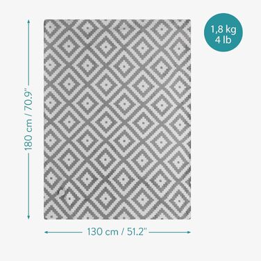 Електрична ковдра Navaris XXL 180x130 см з 3 рівнями нагріву, автовимкненням та можливістю прання - тепла та затишна ковдра темно-сірого кольору (сіро-білий візерунок)