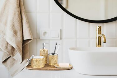 Набір аксесуарів для ванної кімнати, 4 шт., золотий, з дозатором мила, скляницями для ватних паличок, тримачем для зубних щіток та мильничкою