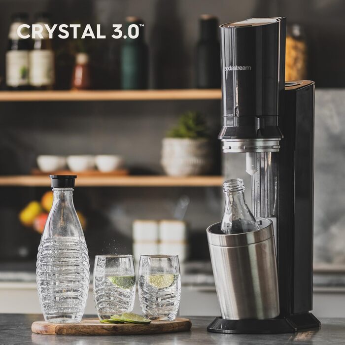 SodaStream Crystal 3.0: Газова вода вдома | Титан | 2 пляшки 0.8л + CO2 балон
