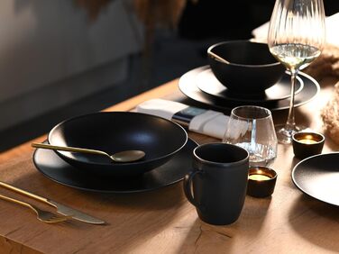 CreaTable Серія SOFT TOUCH BLACK: 20-Piece Geschirrset з порцеляни, для посудомийної машини та мікрохвильової печі, виготовлено в Португалії