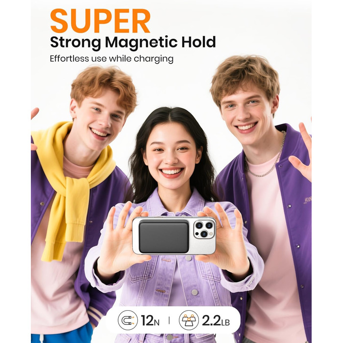 Power Bank A ADDTOP 10000mAh з бездротовою зарядкою та PD 20W - чорний