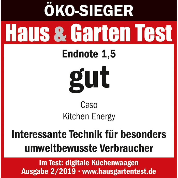 CASO Kinetic Kitchen Scale - Battery-Free, 5kg Capacity, 1g Increments - Testsieger