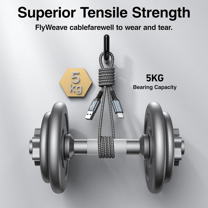 Кабель USB-C 3 шт. (2M) - швидка зарядка, сумісний з Samsung Galaxy S22, S21, S20, S10, S9, S8, Note 10, 9, 8, A71, A53, A33, A20 та інші