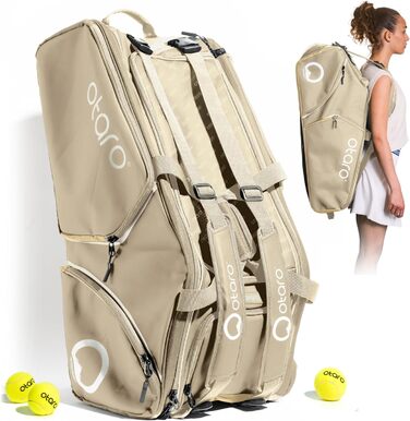 Otaro 82L Premium Tennis Bag | Badminton, Padel & Squash Racket Bag | Unisex Tennis Backpack for Players & Coaches - Green/Beige