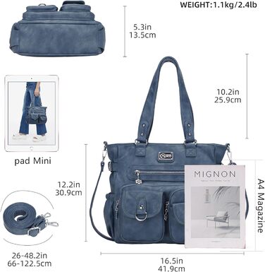 Сумка жіноча KL928 через плече, велика, PU шкіра, чорно-сіра з багатьма відділеннями