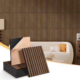Акустичні настінні панелі NZQXJXZ з дерев'яним шпоном, самоклеючі шумоізоляційні панелі для дому, офісу та студії, 40 x 30 x 1 см, 12 шт.