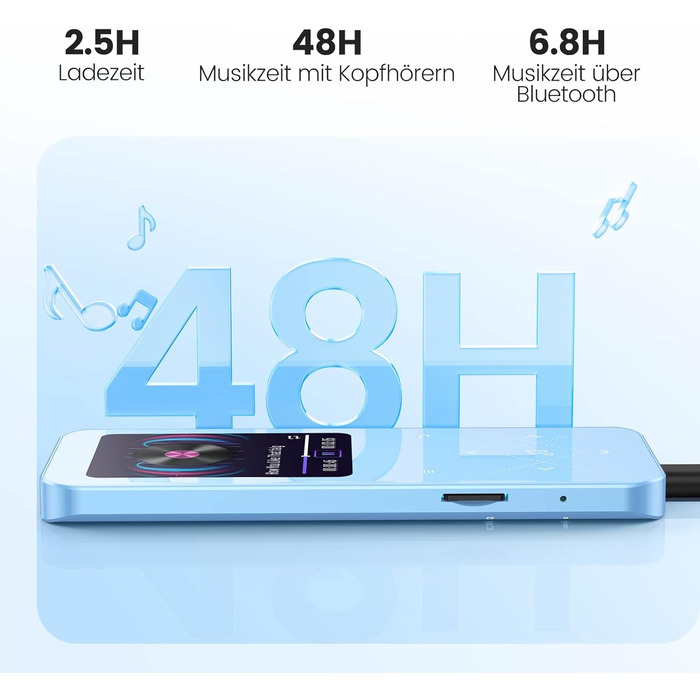 MP3-плеєр AGPtek A19X, синій, 32 ГБ