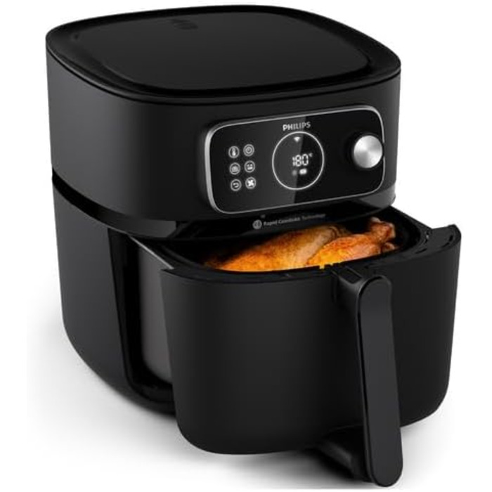 Philips Airfryer Combi 7000 Series XXL - 8.3 l (2 kg), 22-in-1 Air Fryer, WiFi Connection, 99% Less Fat Addition with Rapid CombiAir, HomeID App, Black (HD9876/90) 8.3 L WiFi-Connected, Auto-Cook