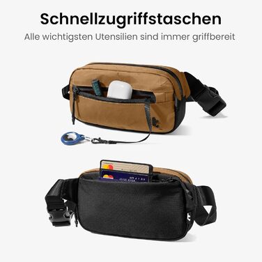 tomtoc Anti-Diebstahl Sling Bag 3,5L: Сумка на плече, Crossbody для чоловіків та жінок з RFID-захистом | для Switch, iPad mini | Водовідштовхувальна, EDC, Подорожі, щоденне використання | X-pac, Колір: Коричневий