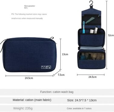 Чоловіча туалетна сумка-органайзер для підвішування, водонепроникна дорожня сумка-органайзер (Блакитна)