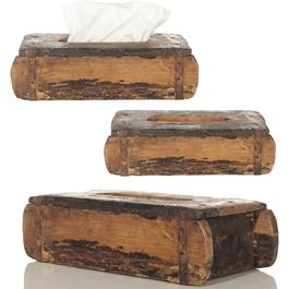 Laursen Tissue Box Brick Shape Wood Brown approx. 31x15cm Cosmetic Tissue Box Handkerchief Box