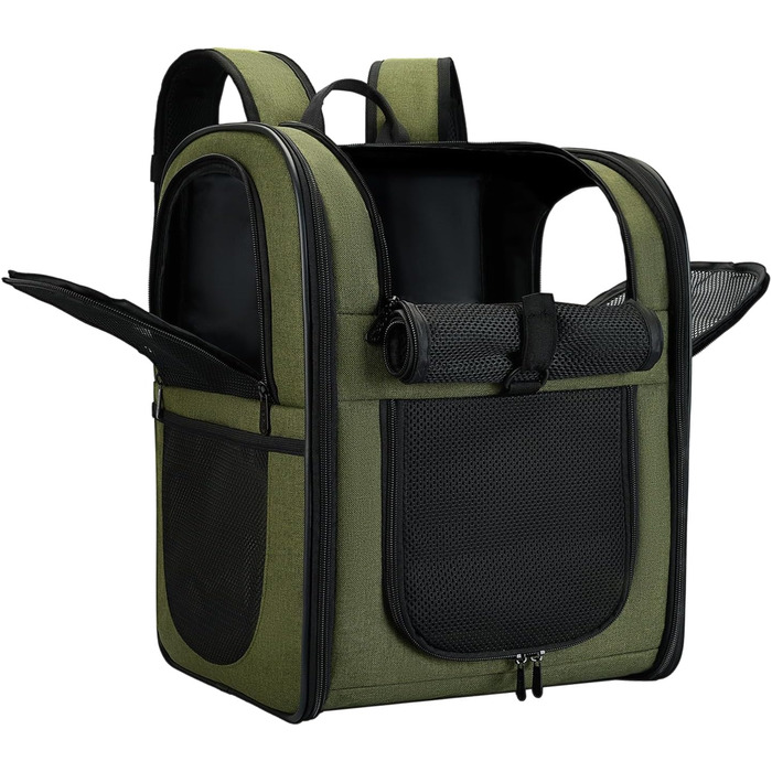 Рюкзак для собак та котів Apollo Walker - зручний та дихаючий рюкзак-переноска для малих тварин (2-15 кг), армійний колір