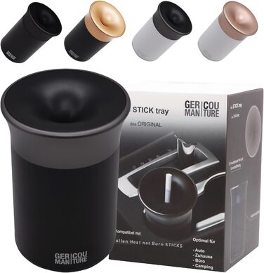 GC German Couture Stickbecher Auto-Aschenbecher compatible with IQOS ILUMA PRIME TEREA Sticks & Heets Sticks + Glo Hyper Pro Air neo Sticks Accessories & for PLOOM, black/grey