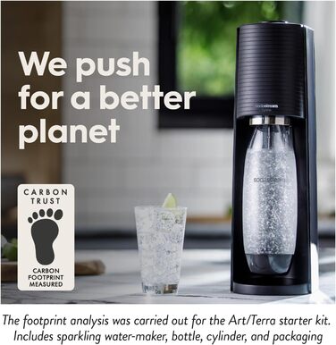 SodaStream TERRA: Газова вода вдома - Стандартний набір з CO2 балончиком та пляшкою 1л, чорний