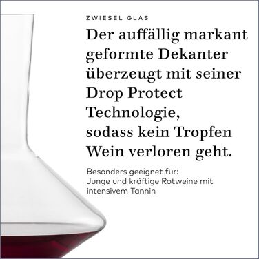Декантер для червоного вина Zwiesel Glas Pure, 1 шт, елегантний графин з технологією Drop Protect, кришталеве скло Tritan®, вироблено в Німеччині