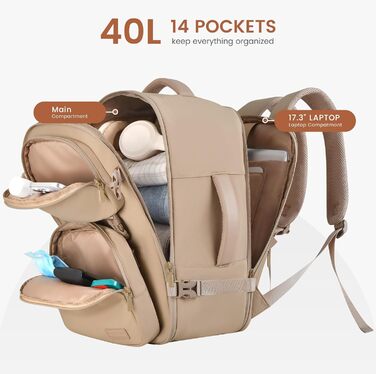 LOVEVOOK Рюкзак для ручної поклажі, 40L, жіночий, для ноутбука 17.3