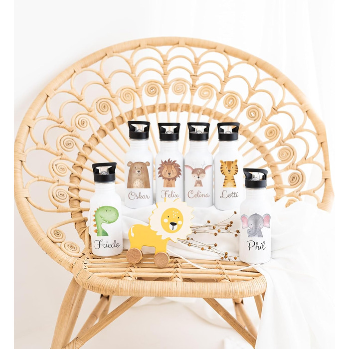 Дитяча термопляшка з нержавіючої сталі Wunderwunsch® з іменем - 500 мл - з трубочкою | Персоналізований подарунок для дитини