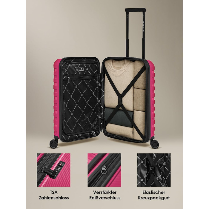 Набір валіз SMARTBOX Hartschalen 3 шт. з розширенням 3 см, з TSA-замком, з відділенням для ноутбука (Рожевий, S (55 см))