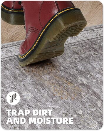 Килимок для дому COLOR&GEOMETRY 60x90 см з TPE-покриттям, сірий (бежевий та сірий-02), низький профіль, легко миється