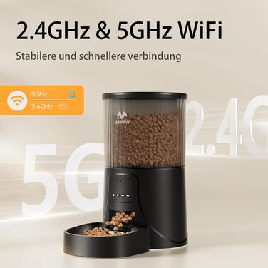 Автомат годування котів IMIPAW, 5G | WiFi, керування через APP, до 10 прийомів їжі на день, 4L, чорний