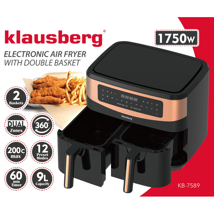 Аерофритюрниця Klausberg KB-7589, 1750 Вт, 9 л