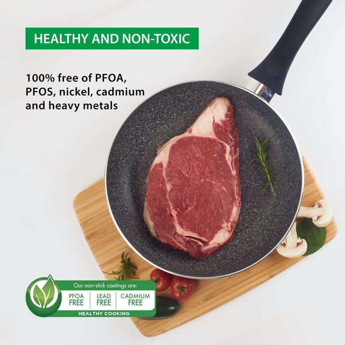 Сковорода антипригарна GadHome Classic 20 см, чорна | Для індукційних плит | Алюмінієва сковорода з ергономічною ручкою | Без PFOA для здорового приготування | Можна мити в посудомийній машині