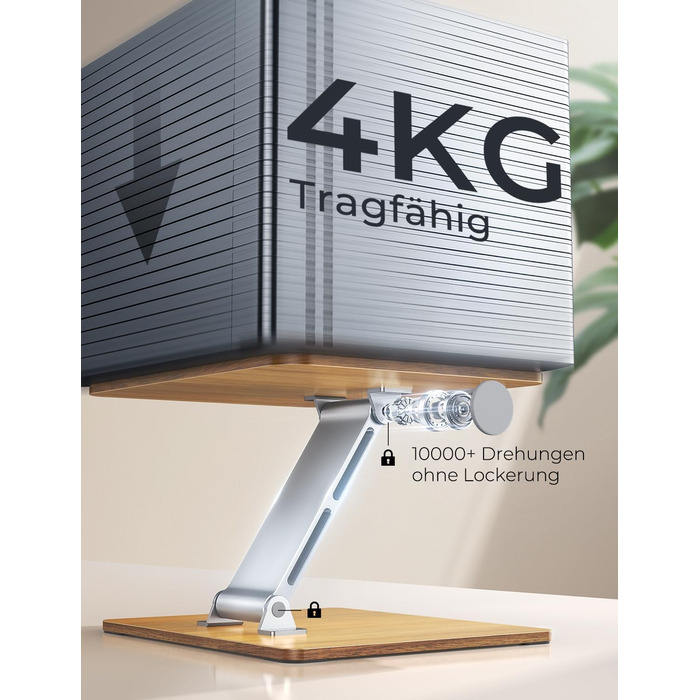 Підставка для ноутбука Holz + Aluminium, регульована, ергономічна, сумісна з MacBook Pro/Air, 10-16