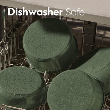 Набір посуду Carote 18 предметів темно-зеленого кольору з керамічним антипригарним покриттям для індукційних плит, знімні ручки, безпечний (PFOA-free), термостійкий, компактне зберігання