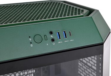 Thermaltake The Tower 300 Racing Green: Корпус ПК Micro-ATX/mini-ITX з вертикальним дизайном та 3 скляними панелями | 2x140mm вентилятори PWM | Підтримка радіатора до 420mm