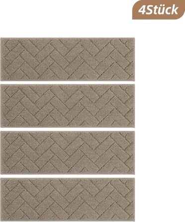 Килимки на сходи BEQHAUSE, 4 шт, 22x70 см, бежеві, антиковзкі, для дітей та літніх людей, машинне прання, TPE основа