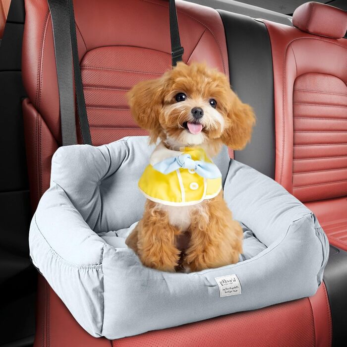 Автокрісло для собак PETCUTE, зручне та нековзне, з кишенею для зберігання, фіксатор безпеки, підходить для всіх авто (L, блакитний)