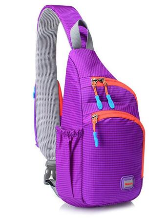 Водонепроникний рюкзак-слінг з нейлону Gisdanchz для спорту та активного відпочинку (Plaid-lila, 36*18*9 см)