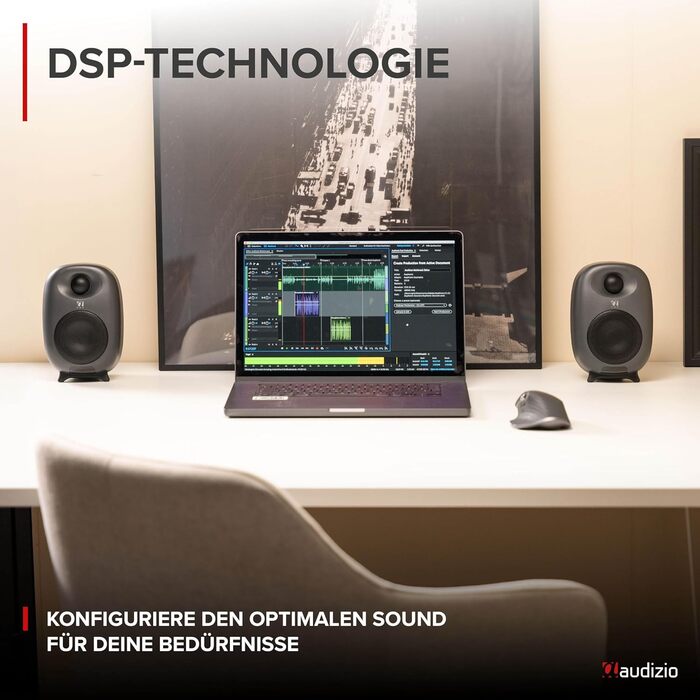 Audizio RS80 - Студійний монітор HiFi Bluetooth, 160 Вт | USB, RCA | Для геймерів та меломанів | Сірий