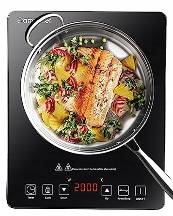 Портативна індукційна плита Amzchef SK-20CB16T 2000Вт, чорна