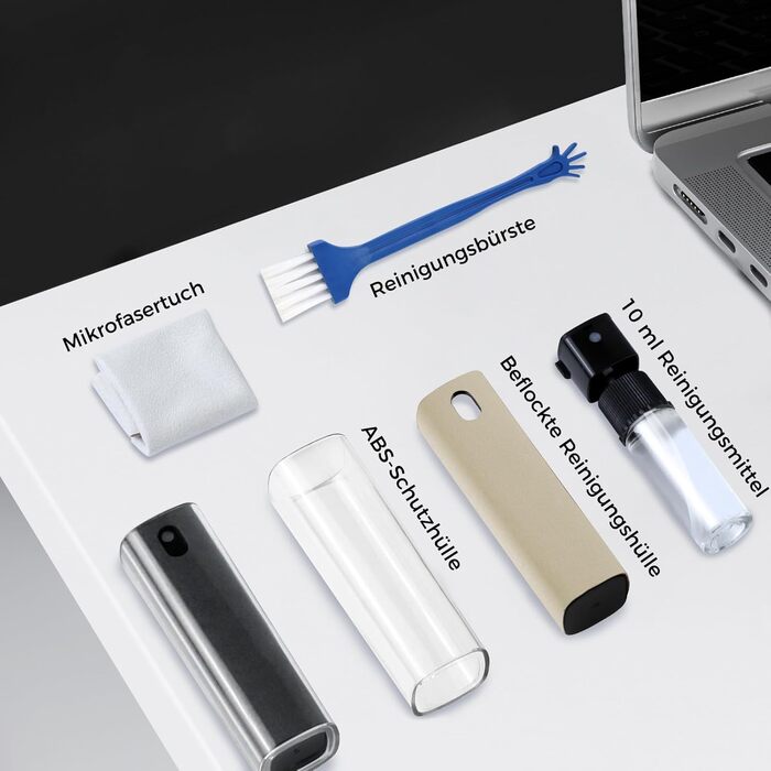 Набір для чищення екрану: 2 шт. для iPhone, монітора, планшета, телефону + щітка (сірий + рожевий) (сірий + кремовий) 10 мл
