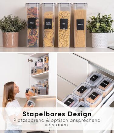 Набір контейнерів для зберігання Deco haus® 24 шт. з кришкою, герметичні - для кухні, продуктів, організації - для борошна, макаронів, мюслі