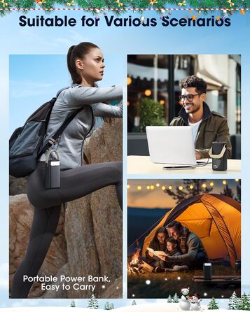 Портативний зарядний пристрій Power Bank 60000mAh з LED-ліхтариком, 22.5W, PD20W, для iPhone/Android, чорний