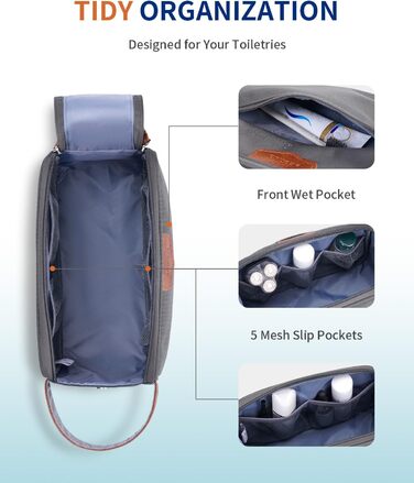 Чоловіча дорожня косметичка ECOHUB, водонепроникна, з великим відділенням та відділенням для мокрого одягу, з переробленого PET, з подвійною блискавкою, сірого кольору