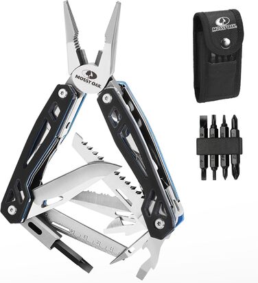 Mossy Oak 21-in-1 Multi-Tool - Folding Knife & Pliers - Camping, Hiking, Repair - with G10 Handle & Carrying Pouch