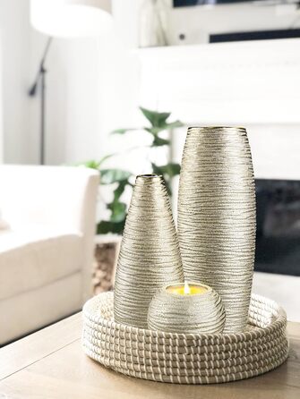 3-Piece Ceramic Pampas Grass Vase Set - Decorative Vases for Home, Table Arrangements, Living Room, Office, Wedding & Holiday Decor - 28cm Tall