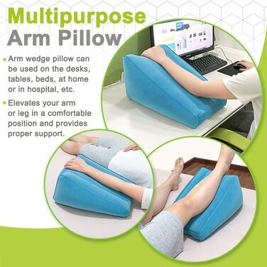 Mybow Inflatable Arm Elevation Pillow, Arm Support Pillow for Pain Relief, Daily Armrest, Comfort Armrest, Broken Arm and After Operations, Elbow Pillow
