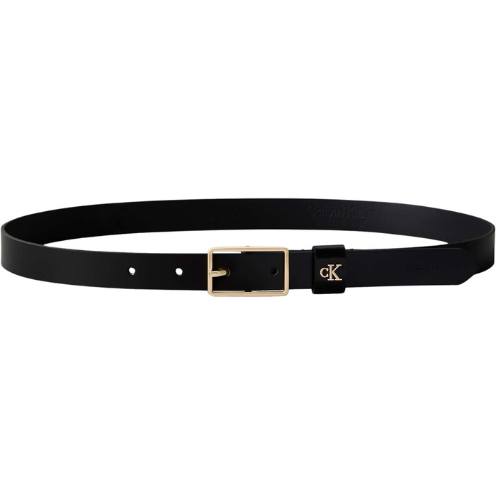 Ремінь жіночий Calvin Klein Square Buckle Loop 2,5 см з логотипом 110 Black (Чорний / Античне світле золото)