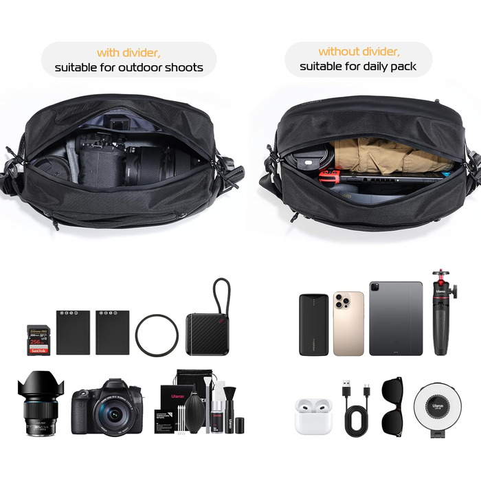 Чохол для камери ULANZI: водонепроникний, 10L, для DSLR/SLR/беззеркальних камер, з регульованим ременем, для фотозйомки на відкритому повітрі, з кишенями на блискавці та захистом від крадіжок