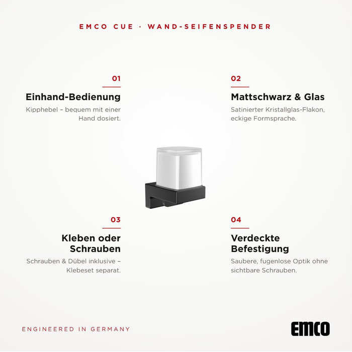 Тримач для туалетного паперу EMCO CUE настінний, металевий, чорний