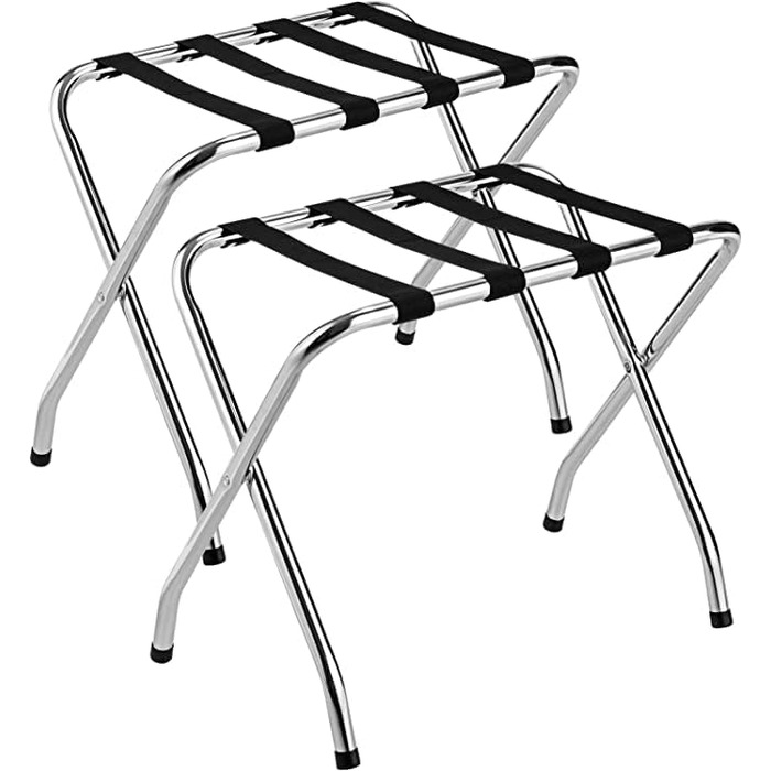 Amenities Trunk Folding Chrome Stainless Steel Suitcase Shelf Luggage Rack without Backrest (2-Pack)