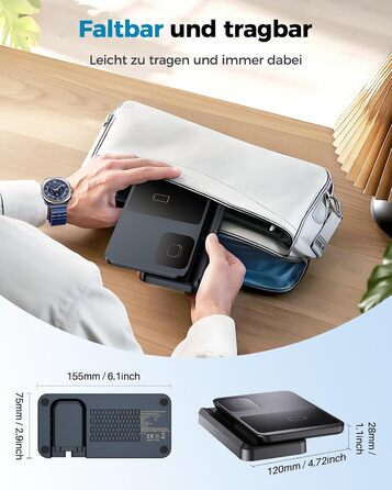 Бездротова зарядка EGV 3-в-1 для Samsung Galaxy S25 Ultra/S24/S23, Z Fold/Flip 7/6, Buds, Watch Ultra/8/7, знімний адаптер, чорний