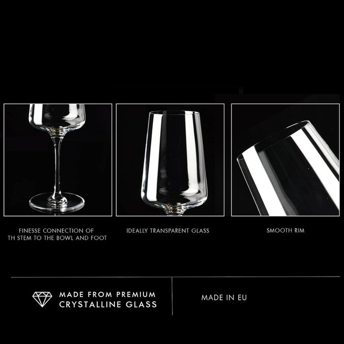 Кросне Келих для червоного вина | Набір 6 шт. | 500 мл | Infinity Collection | Без свинцю | Для дому, ресторану, прийомів